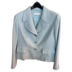 Escada Women's Light Blue Wool Blend Suit Jacket Sz 46